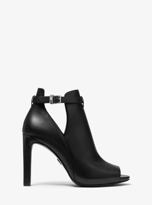 Damske Clenkove Cizmy Michael Kors Lawson Leather Open-Toe Čierne - Topanky Michael Kors Levně | WLXCU-5428